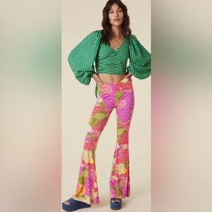 Revolve NWOT Spell Designs Joshua Tree Bells Pant Flare Candy Pink Green XS